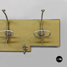Carica l'immagine nel visualizzatore di Gallery, Wooden and metal wall coat rack, 1950s