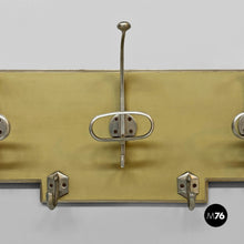 Carica l'immagine nel visualizzatore di Gallery, Wooden and metal wall coat rack, 1950s