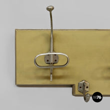 Carica l'immagine nel visualizzatore di Gallery, Wooden and metal wall coat rack, 1950s