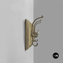 Carica l'immagine nel visualizzatore di Gallery, Wooden and metal wall coat rack, 1950s
