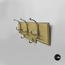 Carica l'immagine nel visualizzatore di Gallery, Wooden and metal wall coat rack, 1950s