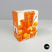 Load image into Gallery viewer, Orange plastic set of glasses and jug Orangeade by Jean Pierre Vitrac for Bourbon, 1970s