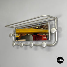 Load image into Gallery viewer, Aluminum wall coat rack with mirror, 1940s