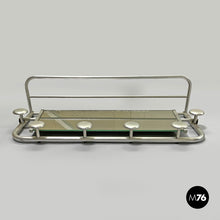 Load image into Gallery viewer, Aluminum wall coat rack with mirror, 1940s