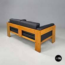 将图片加载到图库查看器,Black faux leather sofa Bastiano by Afra and Tobia Scarpa for Gavina, 1960s