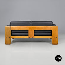 将图片加载到图库查看器,Black faux leather sofa Bastiano by Afra and Tobia Scarpa for Gavina, 1960s