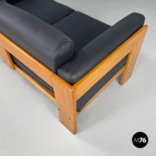 将图片加载到图库查看器,Black faux leather sofa Bastiano by Afra and Tobia Scarpa for Gavina, 1960s