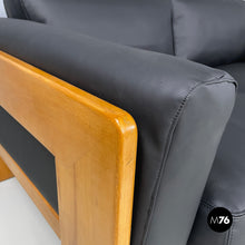 将图片加载到图库查看器,Black faux leather sofa Bastiano by Afra and Tobia Scarpa for Gavina, 1960s