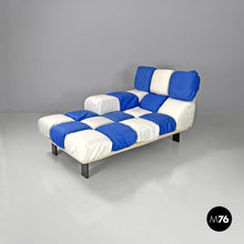 画像をギャラリービューアに読み込む, Padded chaise longue with blue and white cubes by Arflex, 1990s