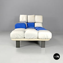 画像をギャラリービューアに読み込む, Padded chaise longue with blue and white cubes by Arflex, 1990s