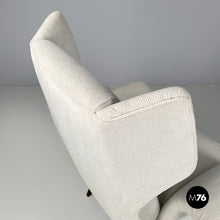 画像をギャラリービューアに読み込む, White fabric and wood armchair, 1950s