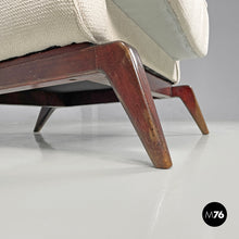 画像をギャラリービューアに読み込む, White fabric and wood armchair, 1950s