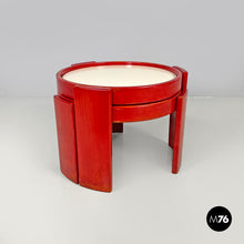 Load image into Gallery viewer, Stackable red and white wood coffee table 780/783 by Gianfranco Frattini for Cassina, 1970s