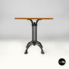 Carica l'immagine nel visualizzatore di Gallery, Black cast iron and wooden top bar table, 1990s