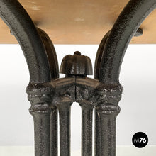 Carica l'immagine nel visualizzatore di Gallery, Black cast iron and wooden top bar table, 1990s