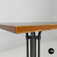 将图片加载到图库查看器,Black cast iron and wooden top bar table, 1990s