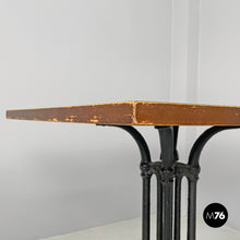 将图片加载到图库查看器,Black cast iron and wooden top bar table, 1990s