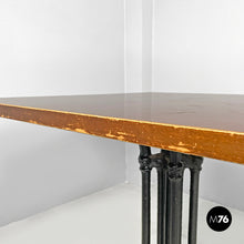 将图片加载到图库查看器,Black cast iron and wooden top bar table, 1990s