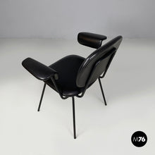 将图片加载到图库查看器,Black faux leather and metal chair, 1960s