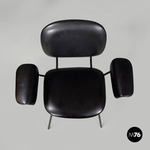 将图片加载到图库查看器,Black faux leather and metal chair, 1960s