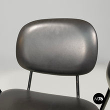 将图片加载到图库查看器,Black faux leather and metal chair, 1960s