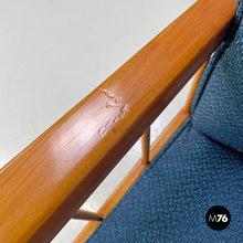 将图片加载到图库查看器,Blue fabric and wood armchairs, 1940s