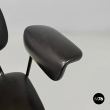 将图片加载到图库查看器,Black faux leather and metal chair, 1960s
