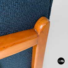 将图片加载到图库查看器,Blue fabric and wood armchairs, 1940s