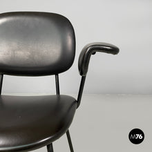 将图片加载到图库查看器,Black faux leather and metal chair, 1960s