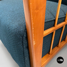 将图片加载到图库查看器,Blue fabric and wood armchairs, 1940s