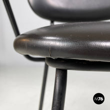 将图片加载到图库查看器,Black faux leather and metal chair, 1960s