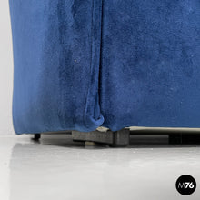 画像をギャラリービューアに読み込む, Modular sofa in blue velvet, 1980s