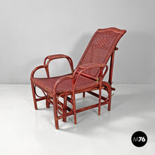 画像をギャラリービューアに読み込む, Red rattan armchair 981 by Bonacina, 1980s