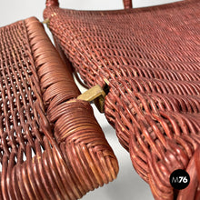 画像をギャラリービューアに読み込む, Red rattan armchair 981 by Bonacina, 1980s