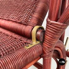 画像をギャラリービューアに読み込む, Red rattan armchair 981 by Bonacina, 1980s