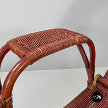画像をギャラリービューアに読み込む, Red rattan armchair 981 by Bonacina, 1980s