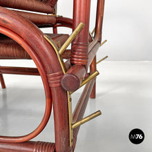 画像をギャラリービューアに読み込む, Red rattan armchair 981 by Bonacina, 1980s