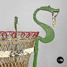 画像をギャラリービューアに読み込む, White and green wrought iron vase holders with decorative dragons, 1900s