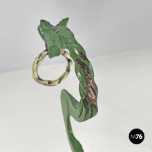 画像をギャラリービューアに読み込む, White and green wrought iron vase holders with decorative dragons, 1900s