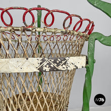 画像をギャラリービューアに読み込む, White and green wrought iron vase holders with decorative dragons, 1900s