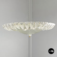 画像をギャラリービューアに読み込む, Round ceiling light by Barovier&Toso in transparent Murano glass, 1940s