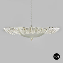 画像をギャラリービューアに読み込む, Round ceiling light by Barovier&Toso in transparent Murano glass, 1940s