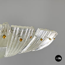 画像をギャラリービューアに読み込む, Round ceiling light by Barovier&Toso in transparent Murano glass, 1940s