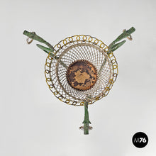 画像をギャラリービューアに読み込む, White and green wrought iron vase holder with decorative dragons, 1900s