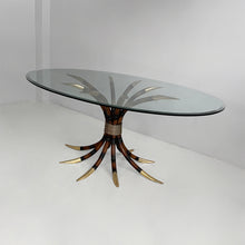 画像をギャラリービューアに読み込む, Dining table in bamboo and glass , 1980s