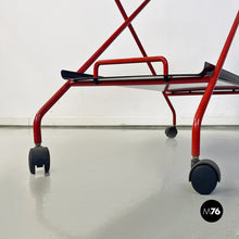 Carica l'immagine nel visualizzatore di Gallery, Black and red metal food trolley on wheels, 1980s