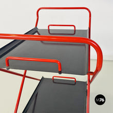 Carica l'immagine nel visualizzatore di Gallery, Black and red metal food trolley on wheels, 1980s