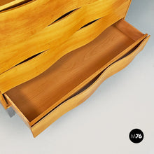 Load image into Gallery viewer, Solid wood and metal chest of drawers with curved front, 1980s