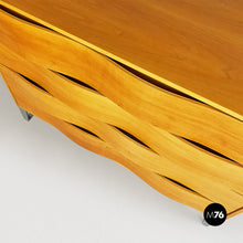 Load image into Gallery viewer, Solid wood and metal chest of drawers with curved front, 1980s