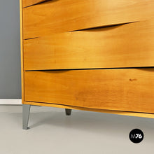 Load image into Gallery viewer, Solid wood and metal chest of drawers with curved front, 1980s